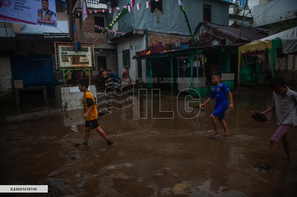 Flood Before Ceremony For The 78th Independence Day - Indonesia