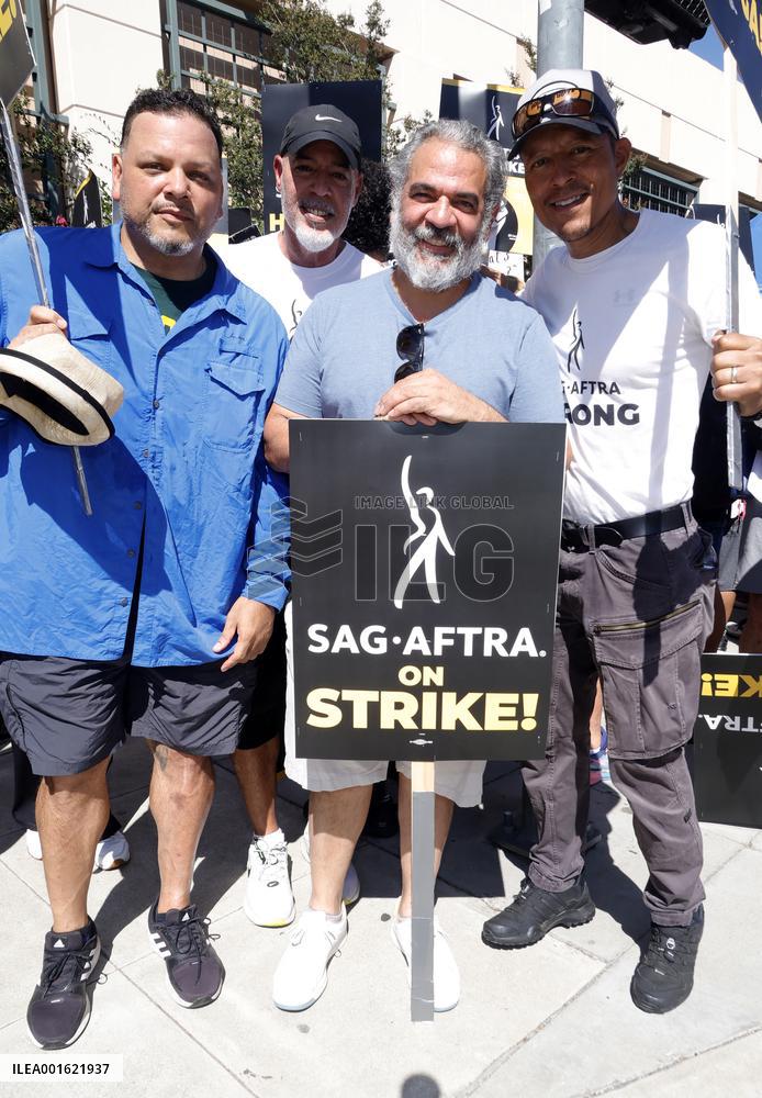 SAG-AFTRA and WGA Strike outside Warner Bros - LA