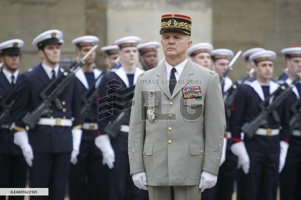 Nicolas Sarkozy attends the Retirement Ceremony for General Jean-Louis Georgelin in Paris