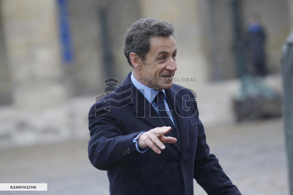 Nicolas Sarkozy attends the Retirement Ceremony for General Jean-Louis Georgelin in Paris