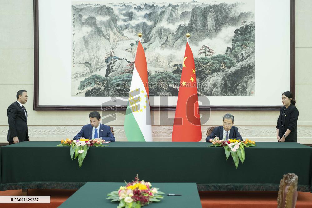 CHINA-BEIJING-ZHAO LEJI-RUSTAM EMOMALI-NATIONAL ASSEMBLY OF TAJIKISTAN-TALKS (CN)