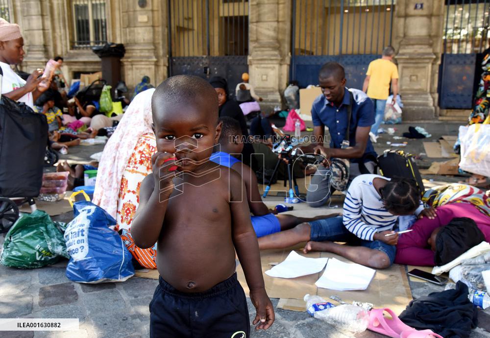 Migrants Camp Outside The City Hall - Paris