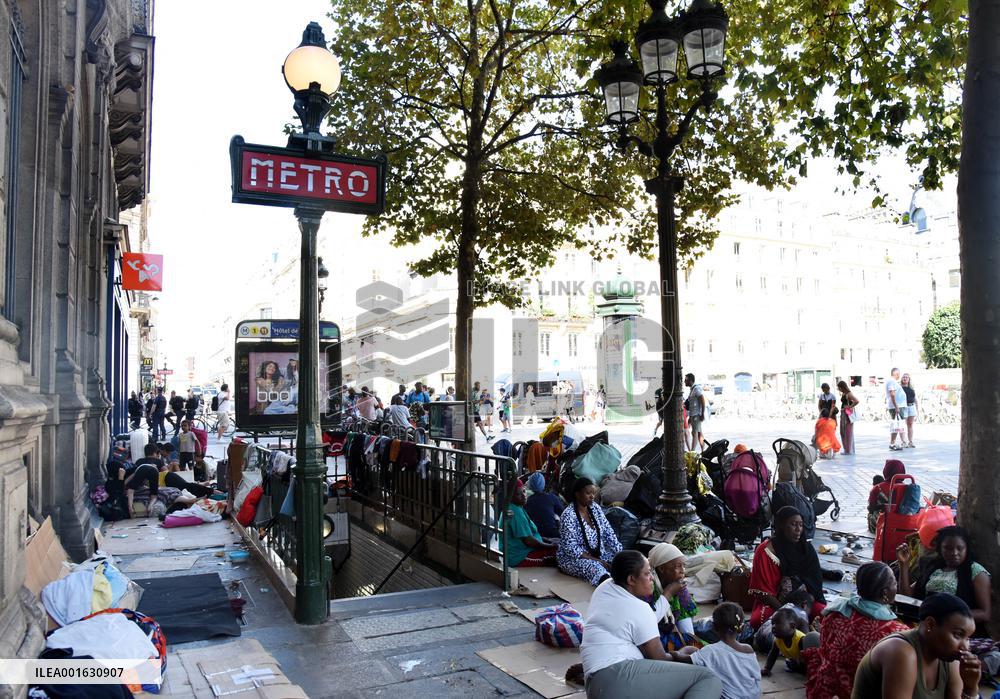 Migrants Camp Outside The City Hall - Paris