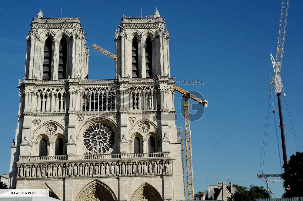 Preparatory Work To Install The Fleche On Notre Dame De Paris - Paris