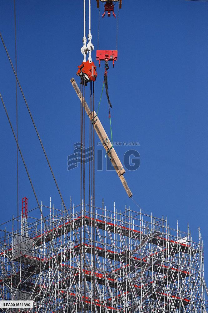Preparatory Work To Install The Fleche On Notre Dame De Paris - Paris