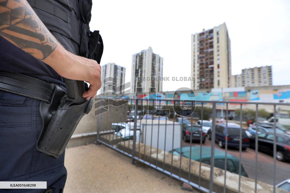 The CRS 8 in The "Cité of Pissevin" in Nimes after 2 dead in drug violence.