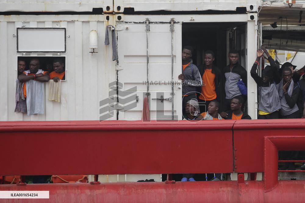 Ocean Viking Rescue Ship Saves 439 Migrants Disembark In Naples