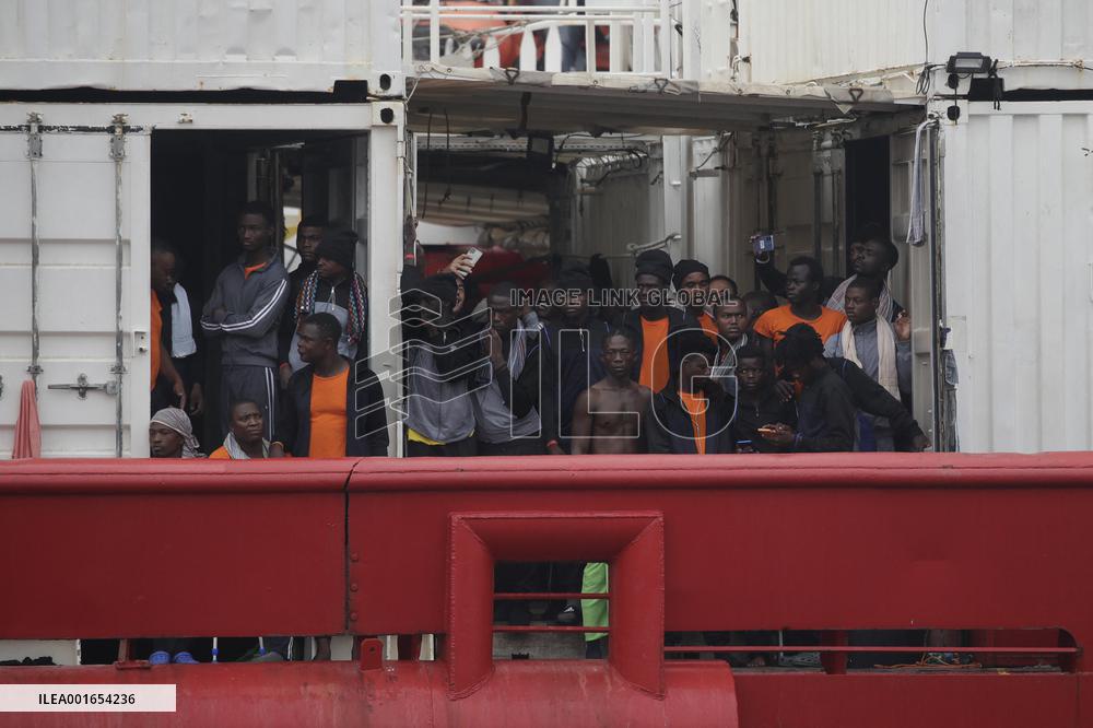 Ocean Viking Rescue Ship Saves 439 Migrants Disembark In Naples