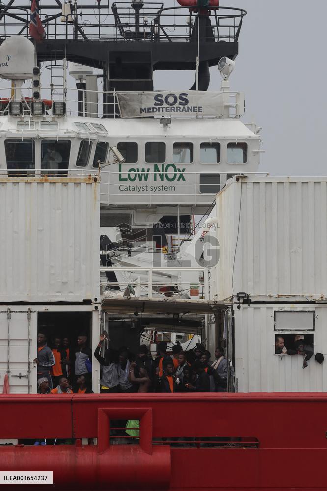 Ocean Viking Rescue Ship Saves 439 Migrants Disembark In Naples