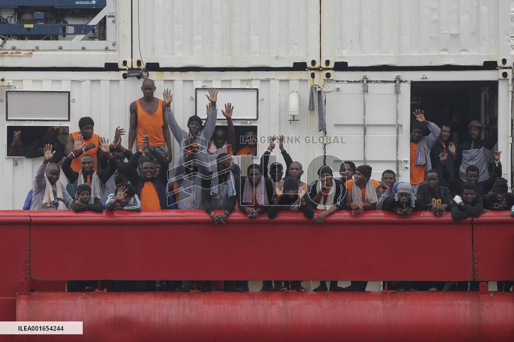 Ocean Viking Rescue Ship Saves 439 Migrants Disembark In Naples