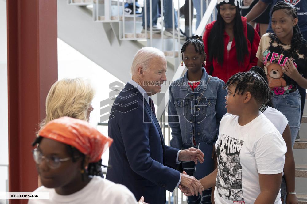 President Joe Biden and first lady Dr. Jill Biden welcome students back to school