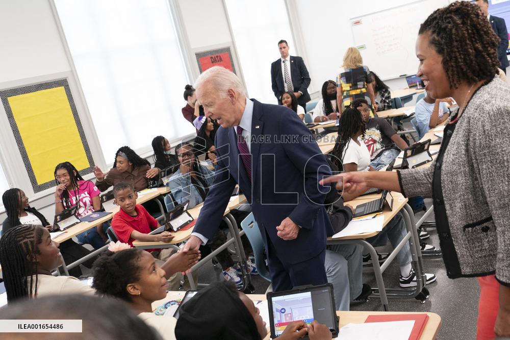 President Joe Biden and first lady Dr. Jill Biden welcome students back to school