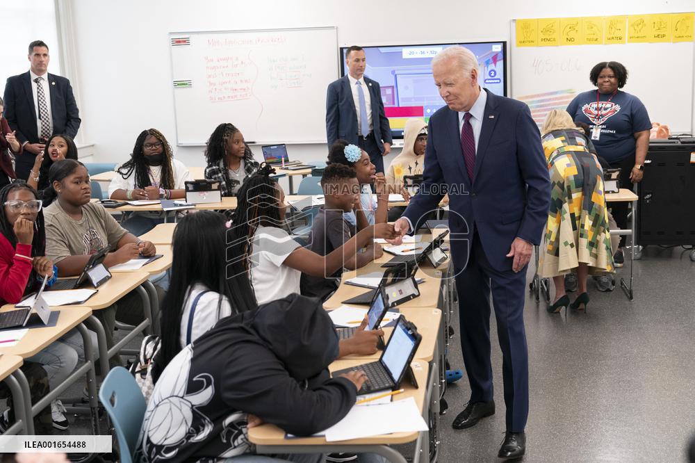 President Joe Biden and first lady Dr. Jill Biden welcome students back to school