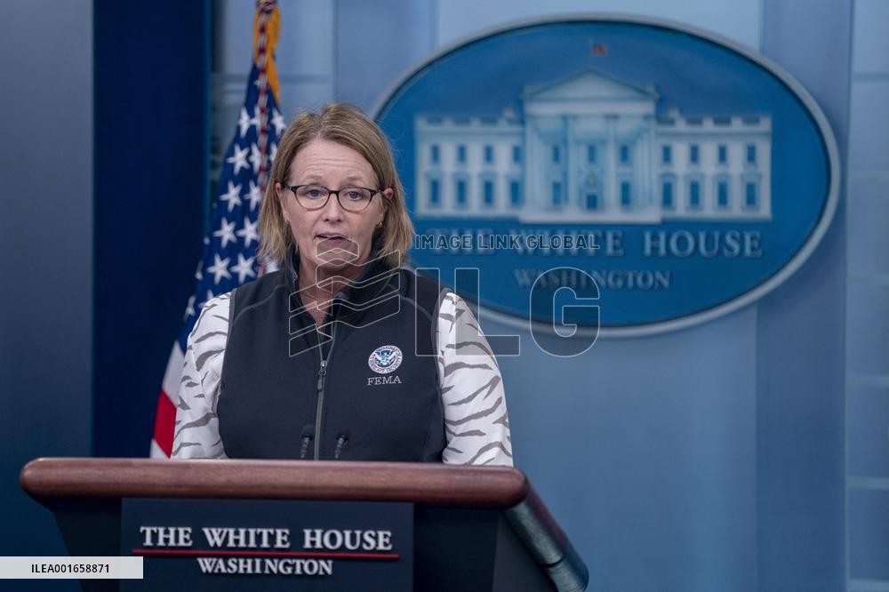 Federal Emergency Management Agency (FEMA) Administrator Deanne Criswell delivers an update on preparations for hurricane Idalia