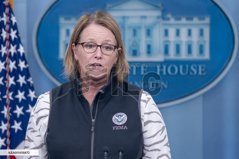 Federal Emergency Management Agency (FEMA) Administrator Deanne Criswell delivers an update on preparations for hurricane Idalia