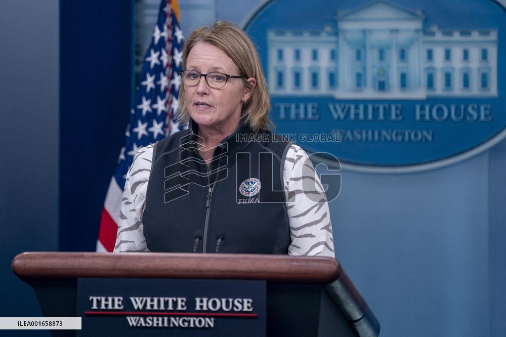 Federal Emergency Management Agency (FEMA) Administrator Deanne Criswell delivers an update on preparations for hurricane Idalia