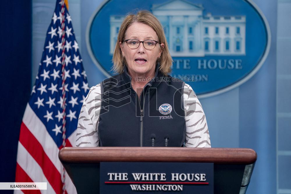 Federal Emergency Management Agency (FEMA) Administrator Deanne Criswell delivers an update on preparations for hurricane Idalia