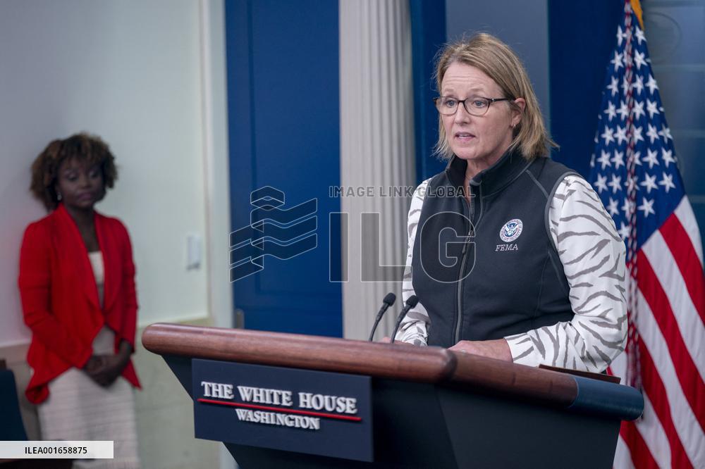 Federal Emergency Management Agency (FEMA) Administrator Deanne Criswell delivers an update on preparations for hurricane Idalia