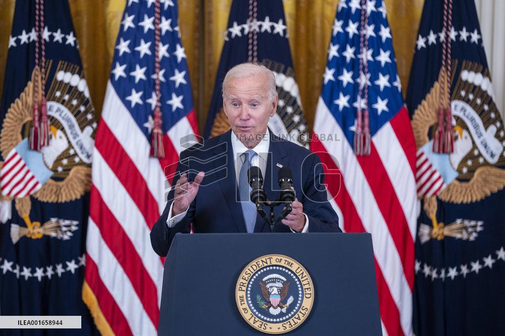 US President Joe Biden delivers remarks during an event on lowering health care costs