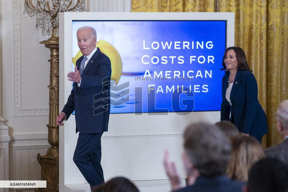 US President Joe Biden delivers remarks during an event on lowering health care costs