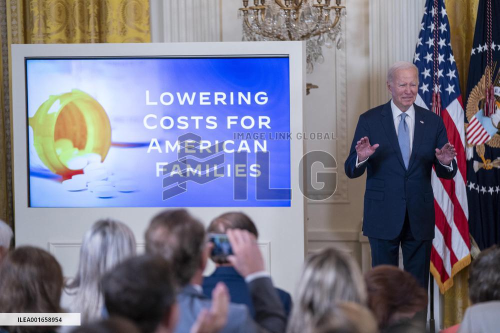 US President Joe Biden delivers remarks during an event on lowering health care costs