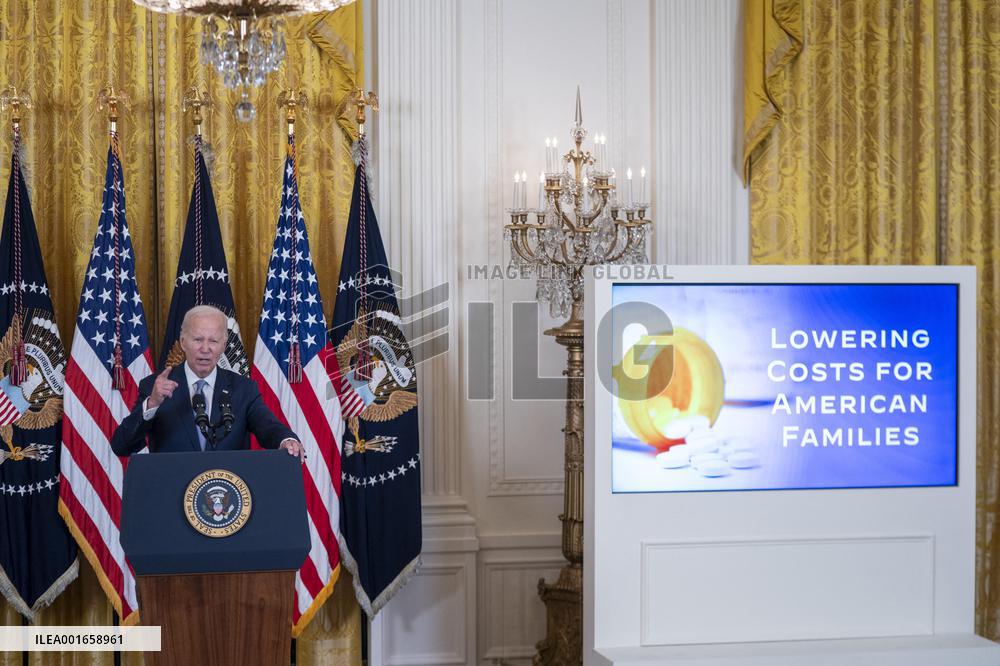 US President Joe Biden delivers remarks during an event on lowering health care costs