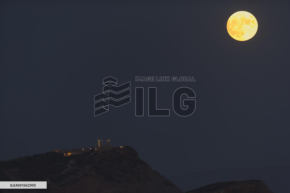 GREECE-CAPE SOUNION-FULL MOON