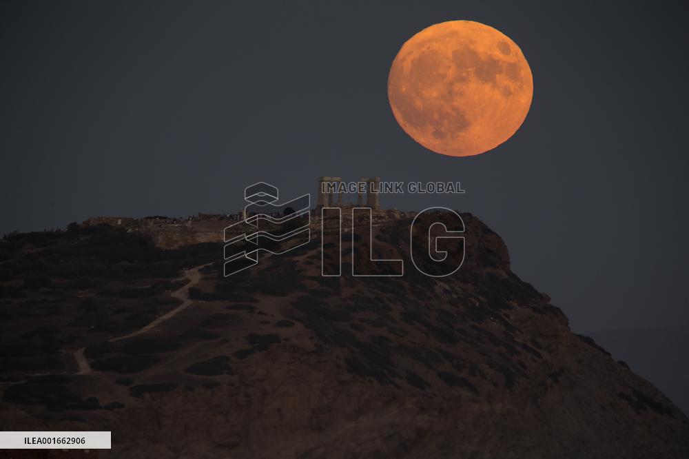 GREECE-CAPE SOUNION-FULL MOON