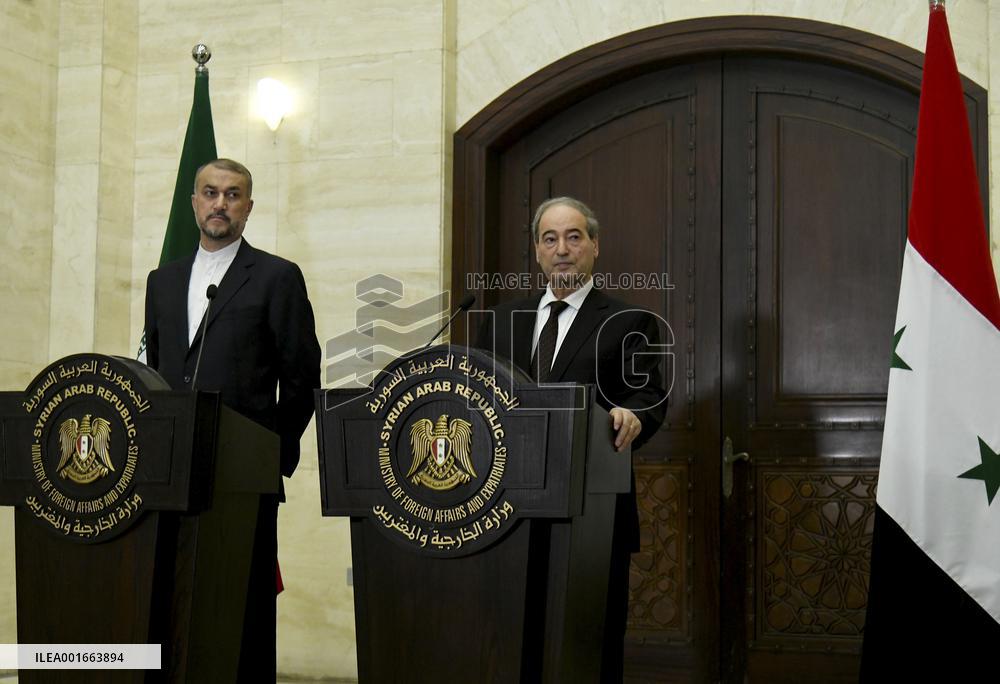 SYRIA-DAMASCUS-IRAN-FOREIGN MINISTERS-JOINT PRESS CONFERENCE