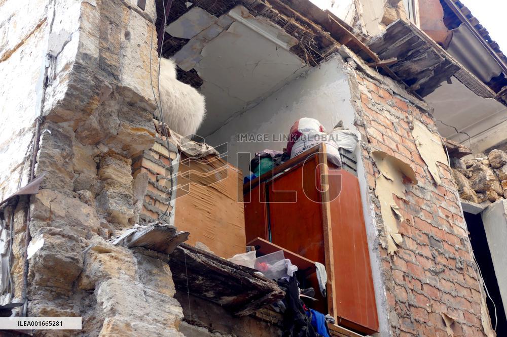 Residential building wall collapses in Odesa