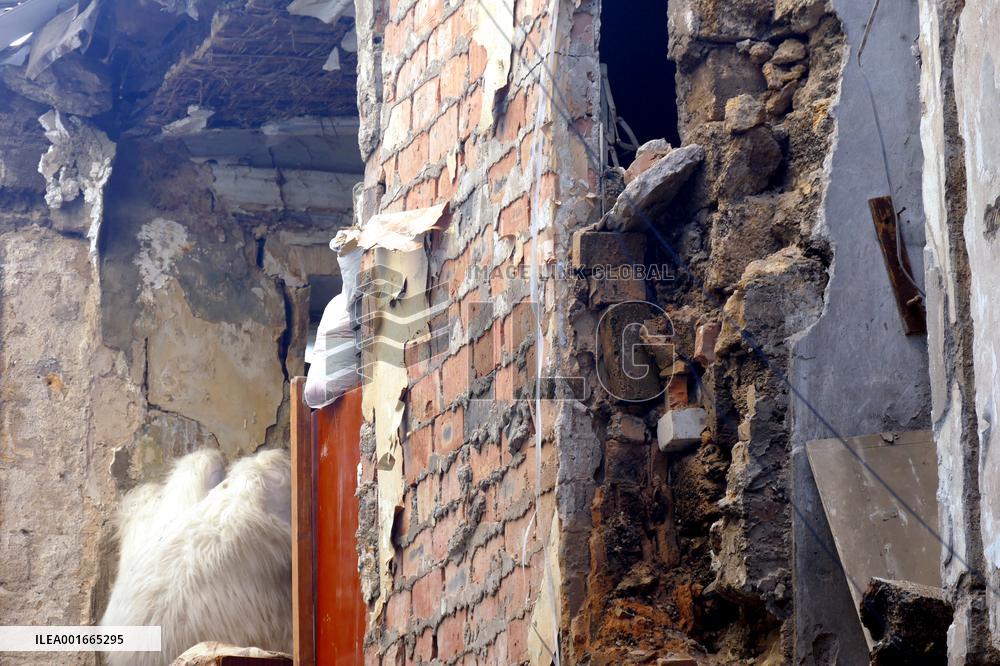 Residential building wall collapses in Odesa
