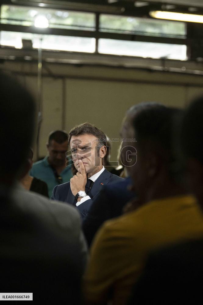 President Macron Visit To Argensol Vocational School - Orange