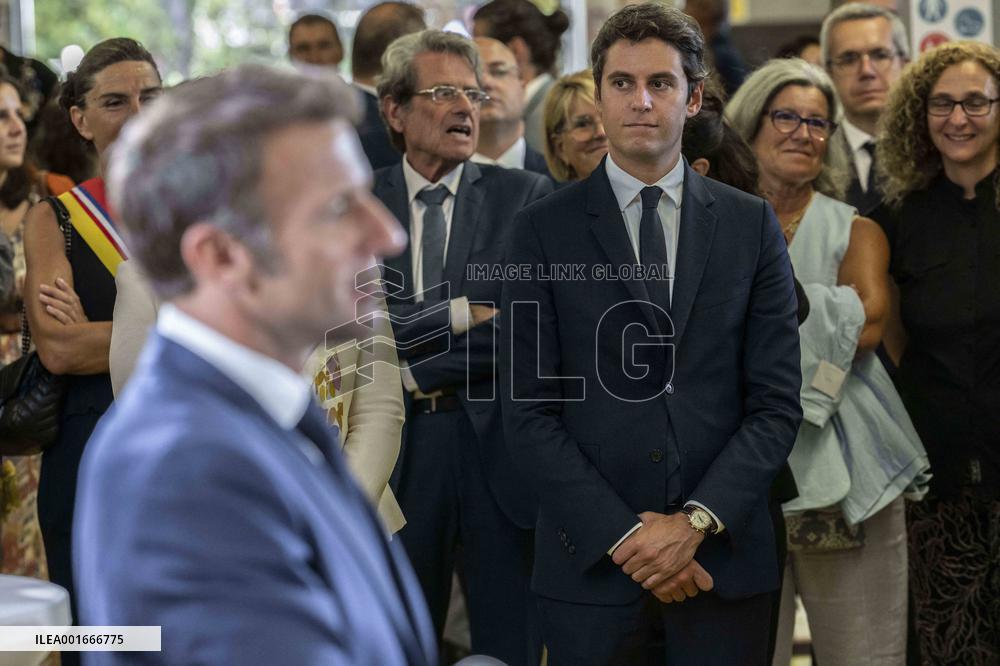 President Macron Visit To Argensol Vocational School - Orange