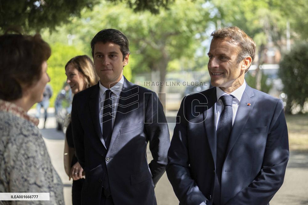 President Macron Visit To Argensol Vocational School - Orange