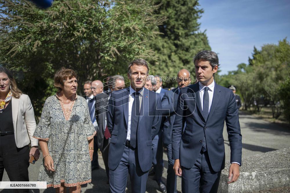 President Macron Visit To Argensol Vocational School - Orange