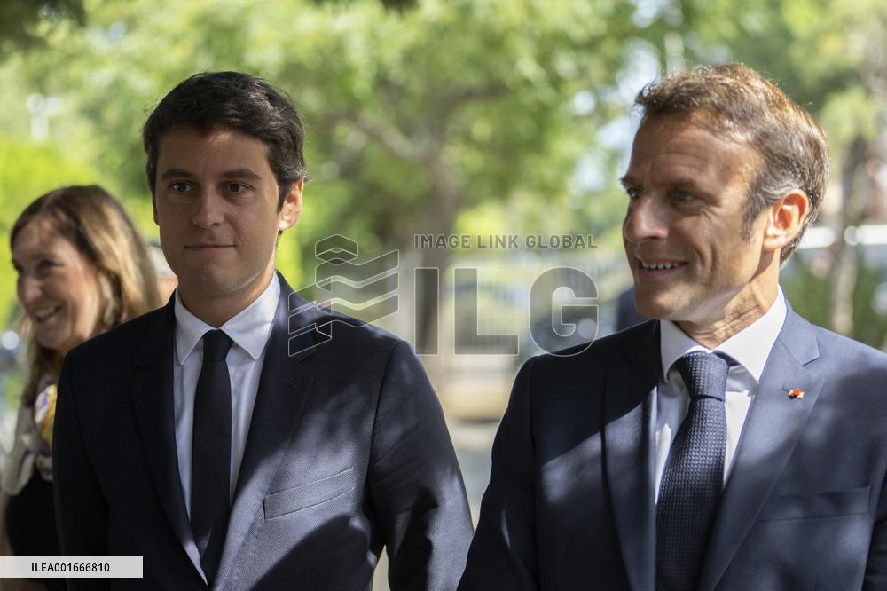 President Macron Visit To Argensol Vocational School - Orange