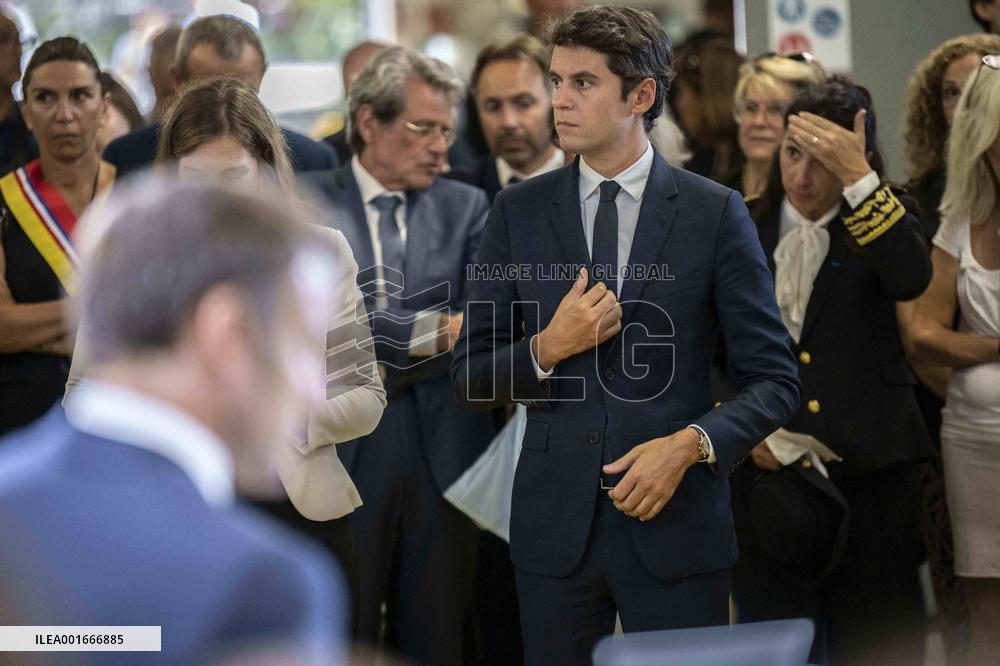 President Macron Visit To Argensol Vocational School - Orange