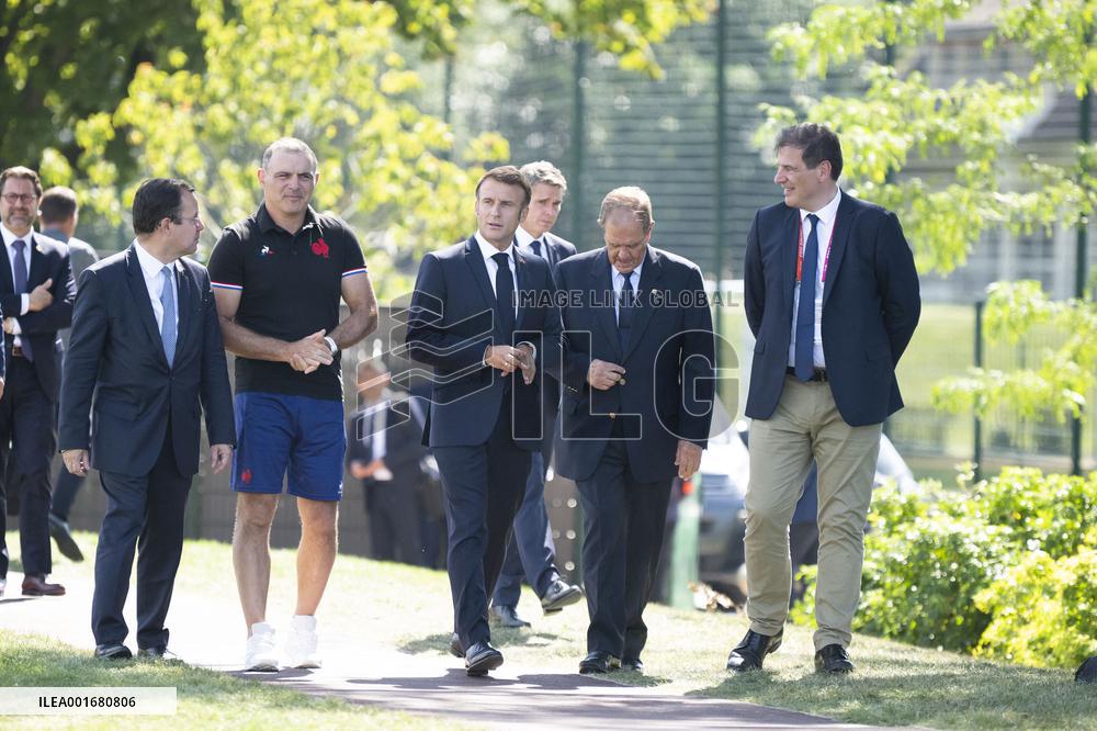 President Macron Meets The French Rugby Team - Rueil-Malmaison
