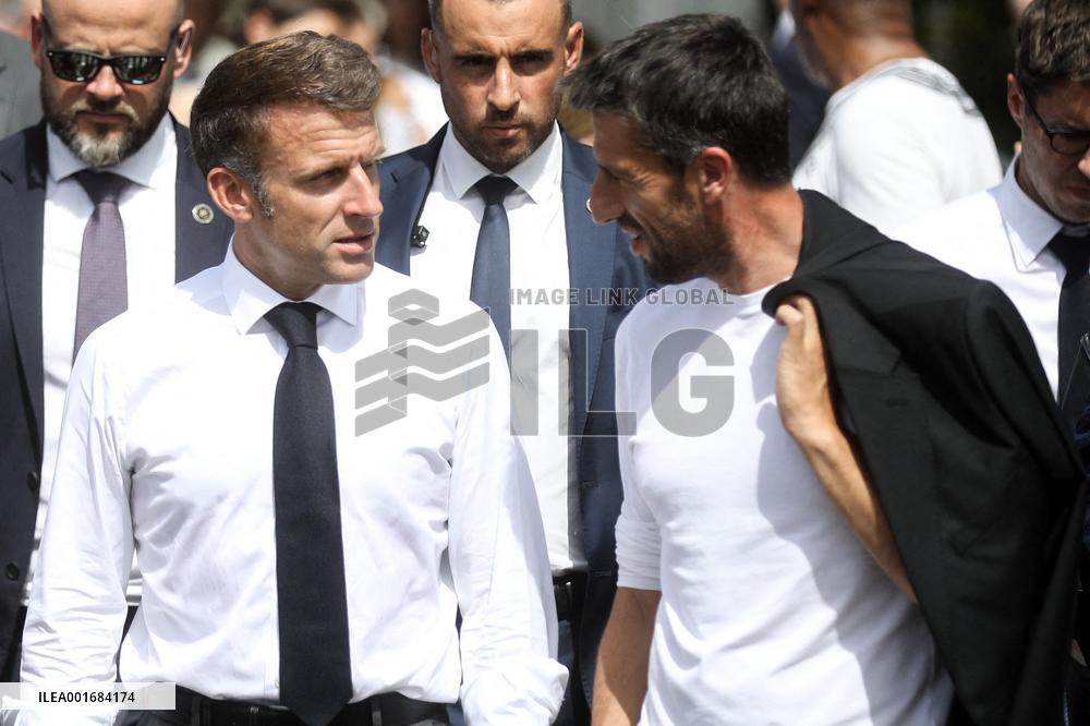 President Macron Visits Daniel-Argote Middle School - Orthez