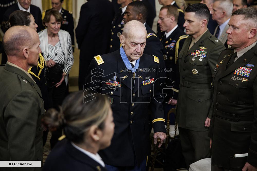 DC: President Biden Awards the Medal of Honor to US Army Captain Larry Taylor
