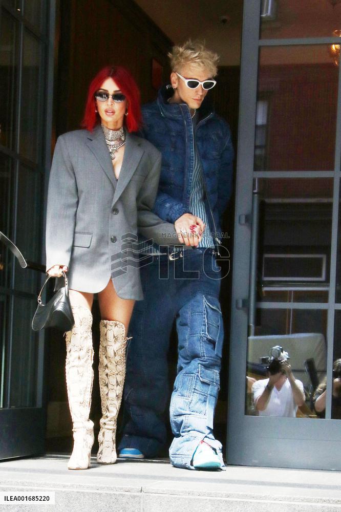 Megan Fox And Machine Gun Kelly Leaving Their Hotel - NYC