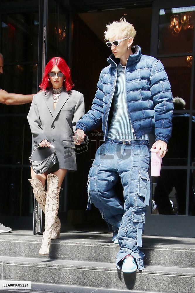 Megan Fox And Machine Gun Kelly Leaving Their Hotel - NYC