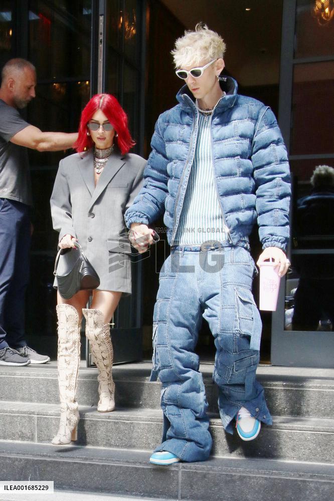 Megan Fox And Machine Gun Kelly Leaving Their Hotel - NYC