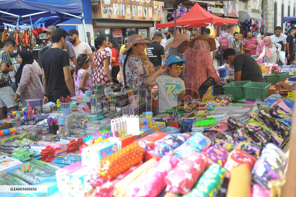 TUNISIA-TUNIS-NEW SCHOOL YEAR-STATIONERY