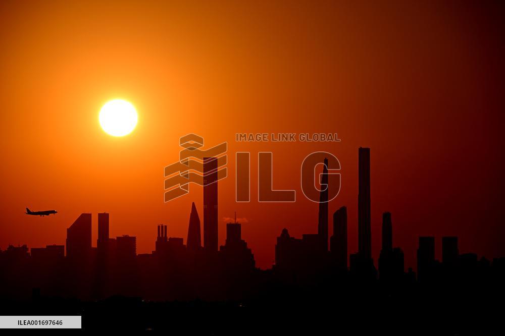 Sunset On Manhattan Skyline - NYC