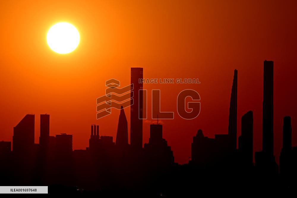 Sunset On Manhattan Skyline - NYC