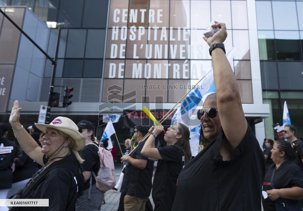 Quebec Health-Care Workers Protest - Montreal