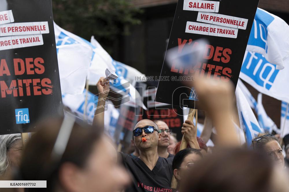 Quebec Health-Care Workers Protest - Montreal