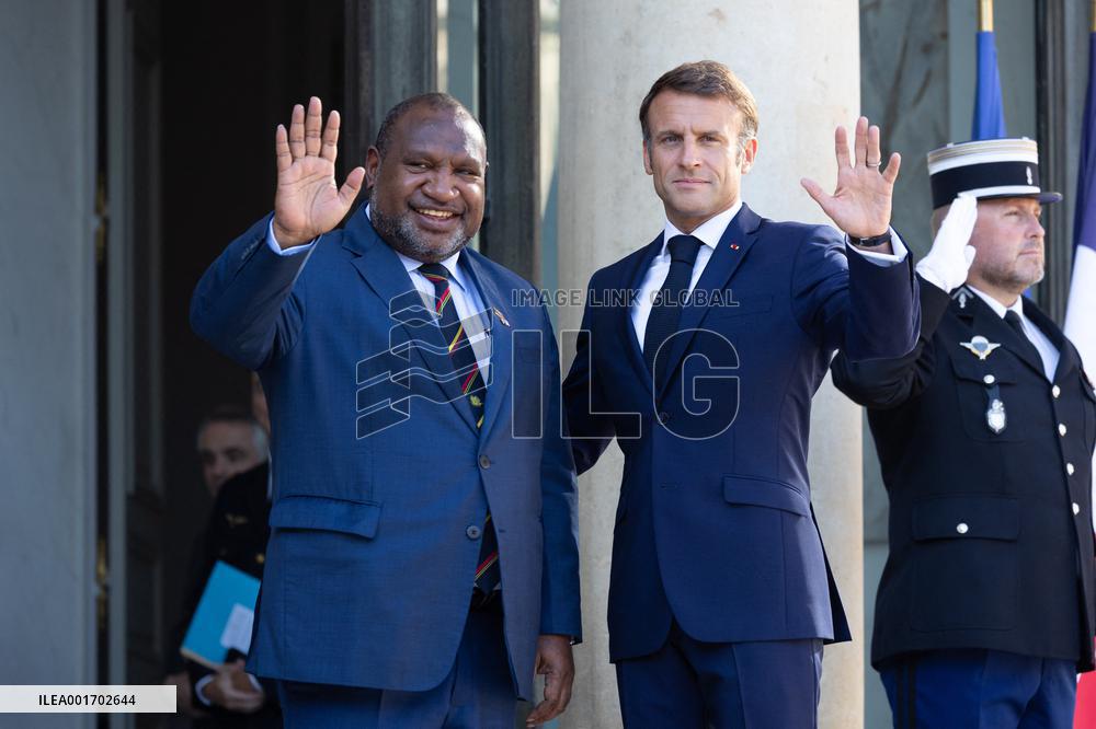 Emmanuel Macron meets with Prime minister James Marape - Paris