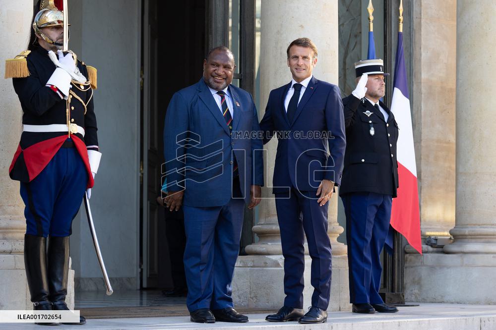 Emmanuel Macron meets with Prime minister James Marape - Paris